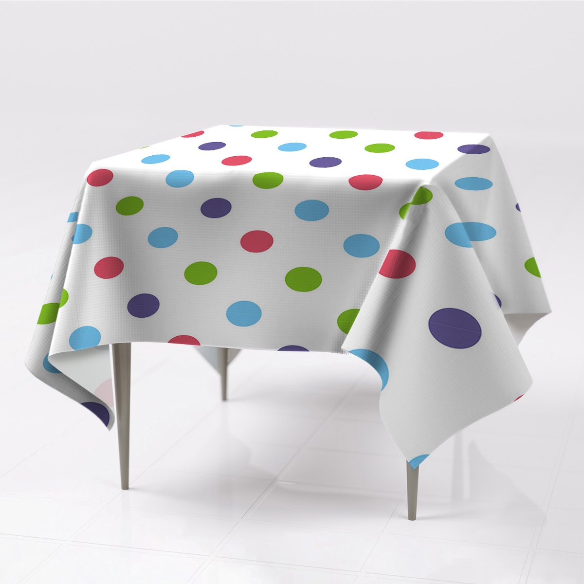 Różne kolory obrus 150x150 Kolorowe kropki wzory, Fabricsy