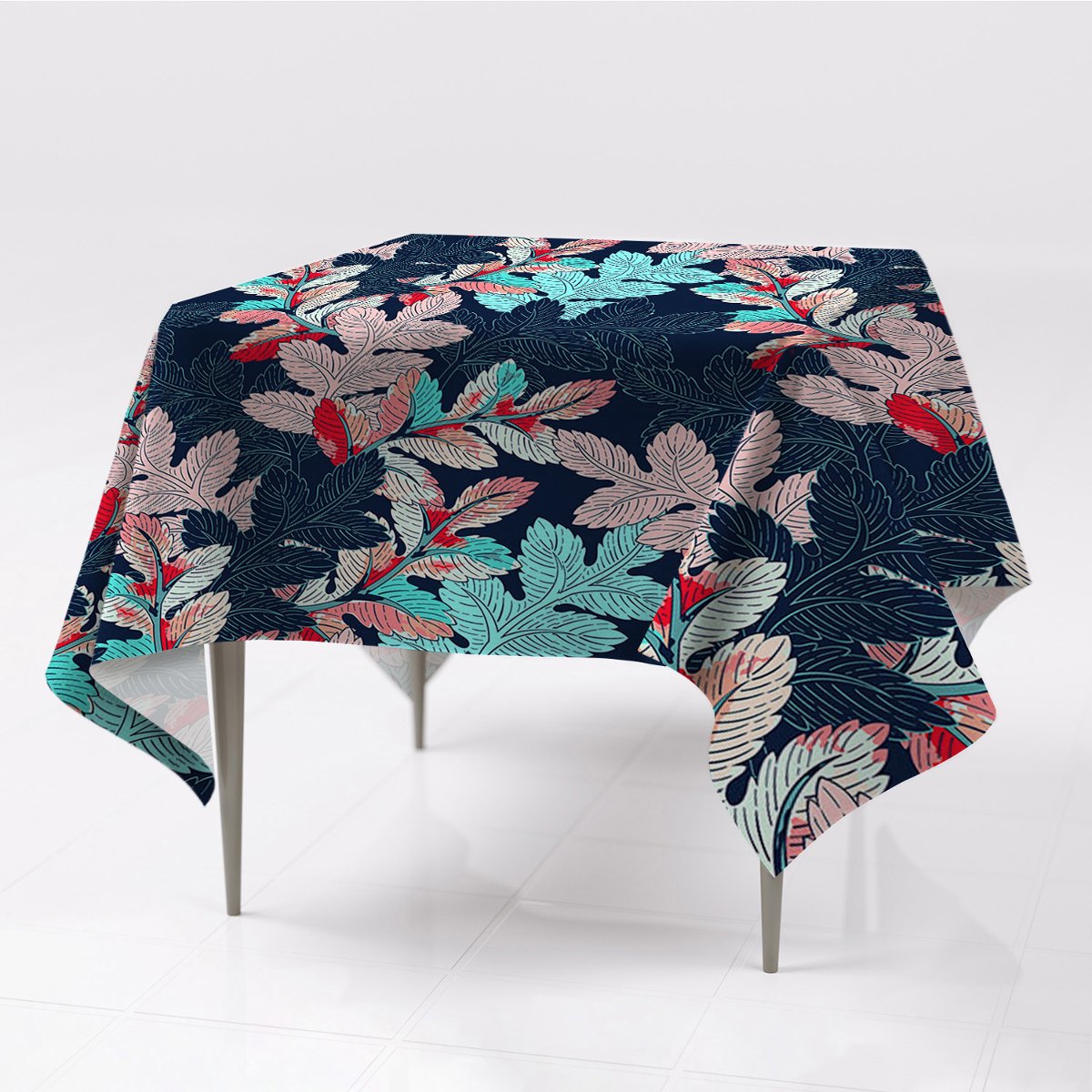 Grafika gładki obrus kolory Liściasty wzór 150x150, Fabricsy