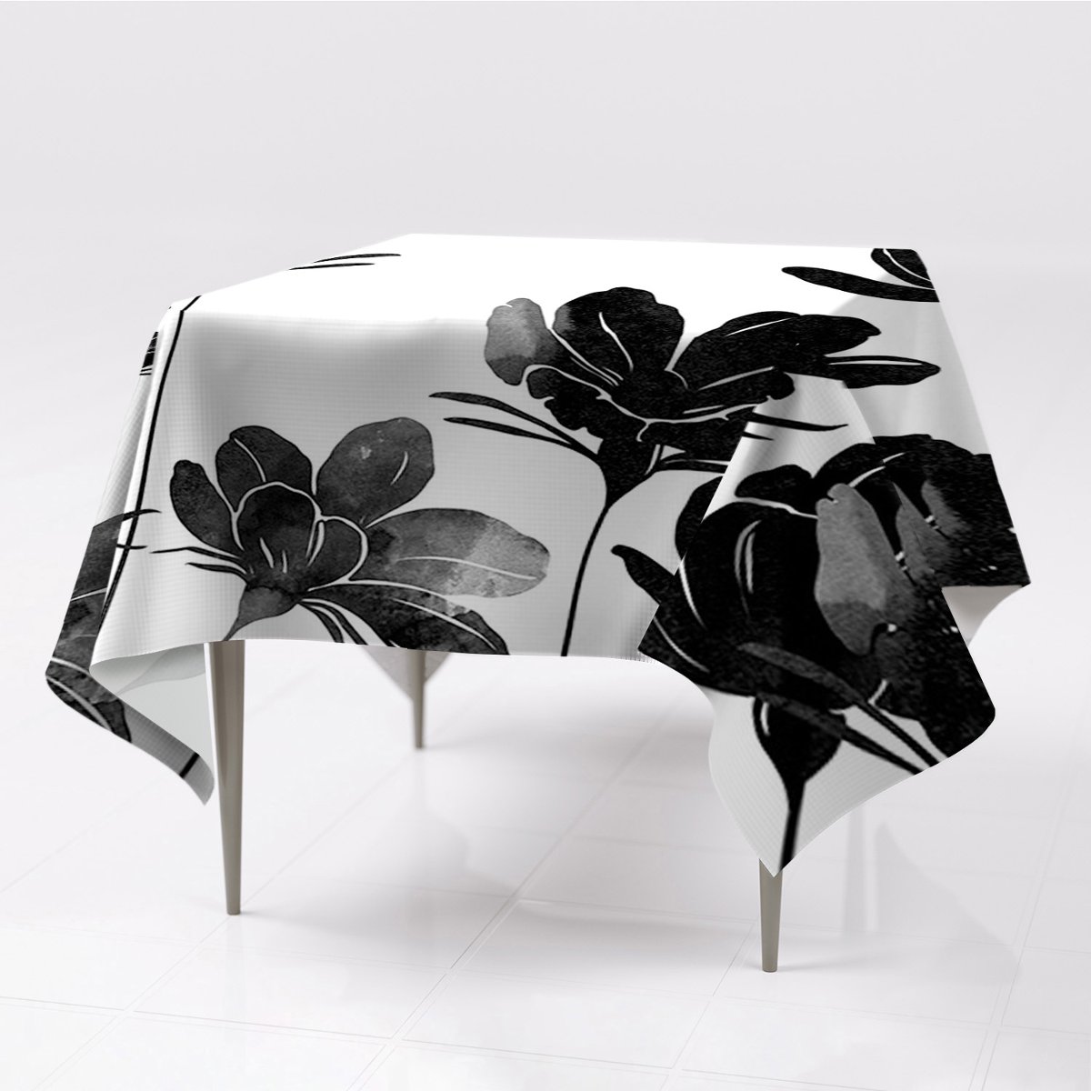 Do wnętrz gładkie obrusy Czarna łąka tkanina wzory, Fabricsy, 150x150 cm