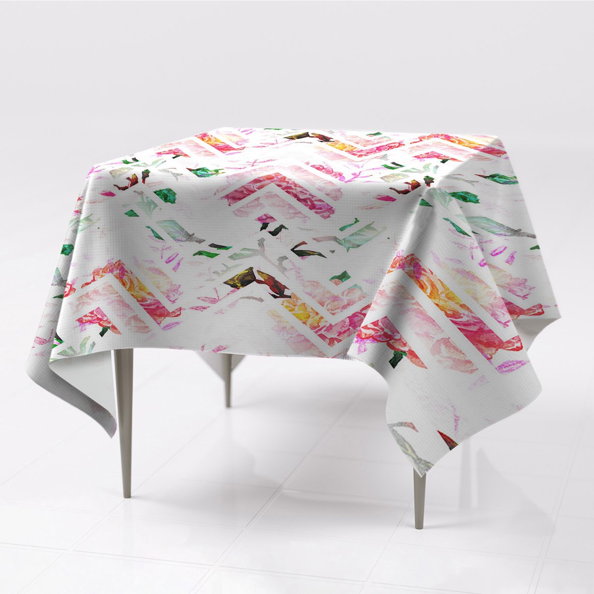 Kolorowe gładkie obrusy 150x150 Kwiatowy Szewron, Fabricsy
