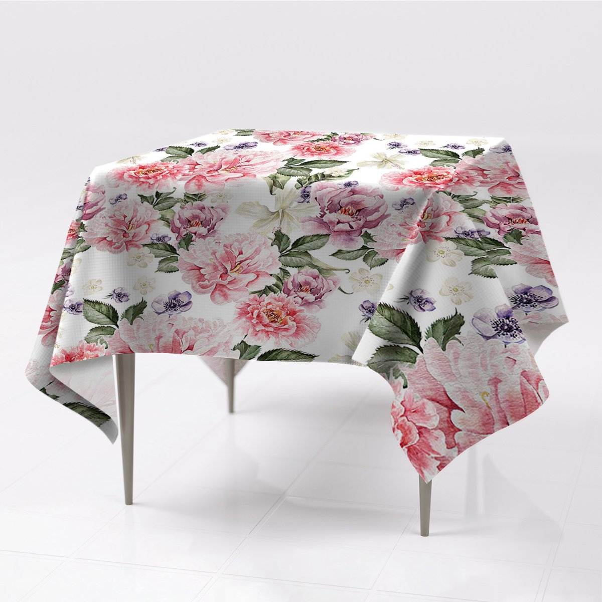 Do wnętrz różne obrusy na stół Sztuka kwiaty wzór, Fabricsy, 150x150 cm