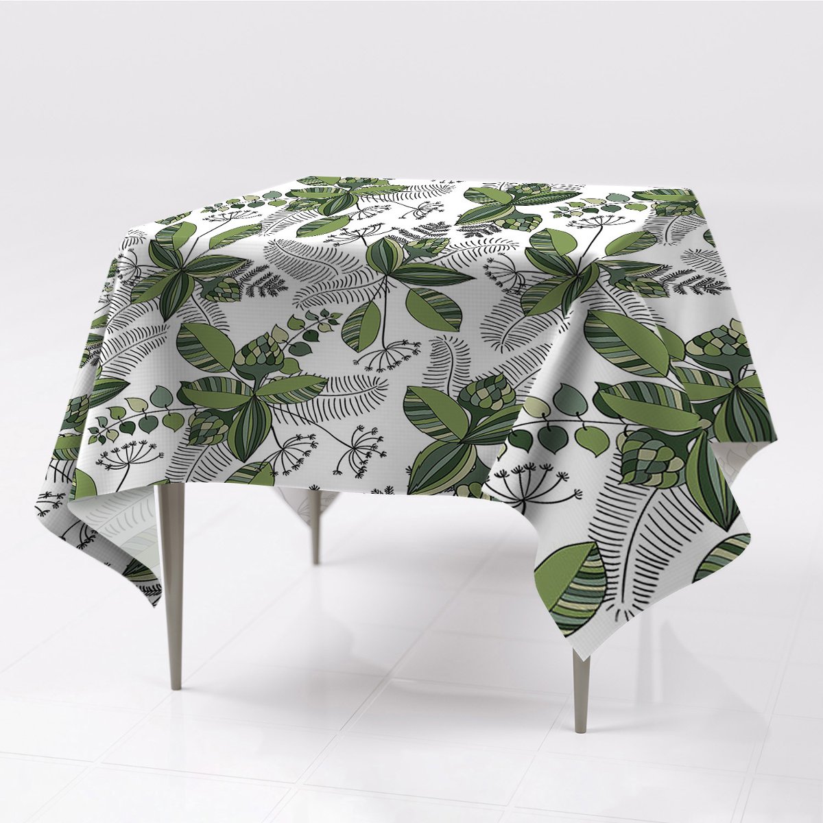Obrus na stół kolory 150x150 Botaniczny wzór eco, Fabricsy, 150x150 cm