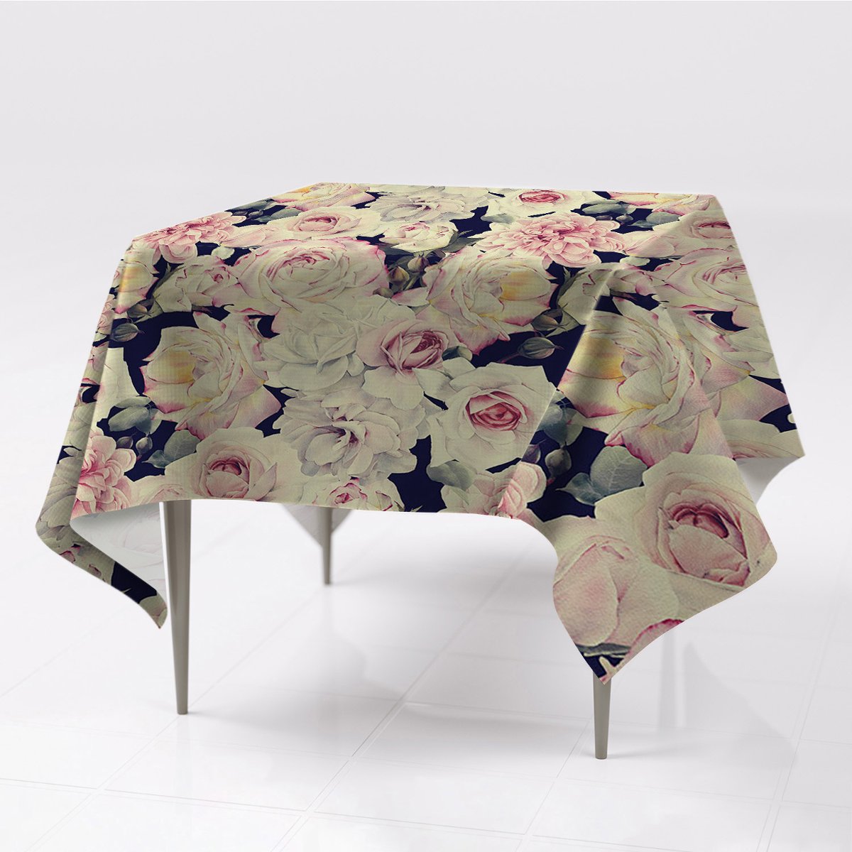 Do domu różne obrusy kolory Białe Róże dekoracja, Fabricsy, 150x150 cm