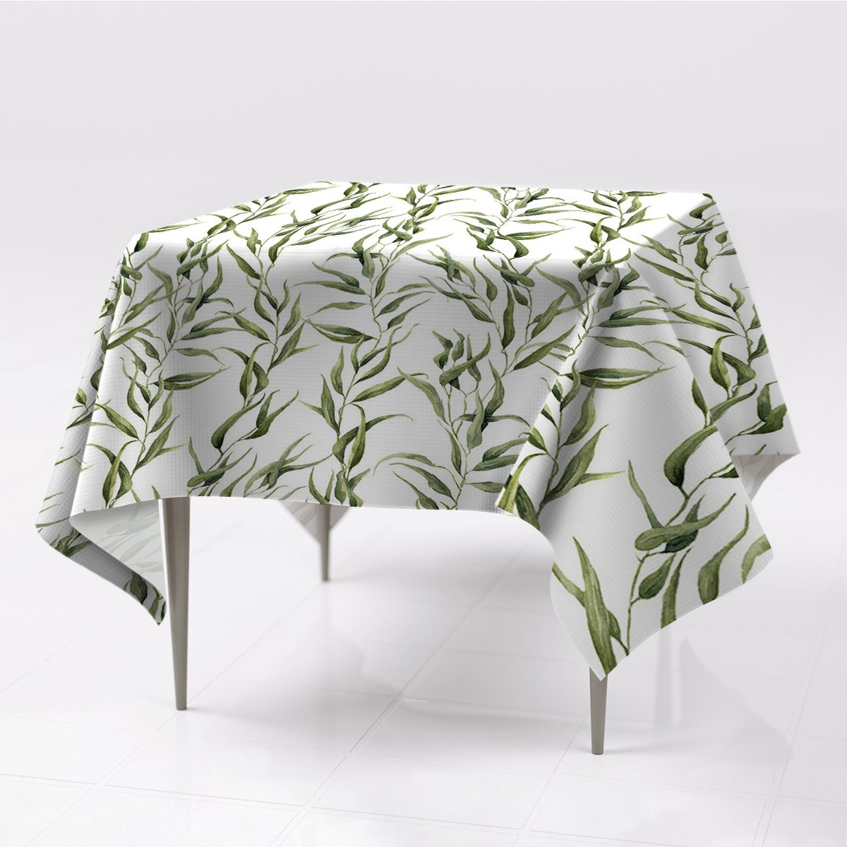 Gładkie obrusy kolory ze wzorem Liście eukaliptusa, Fabricsy, 150x150 cm