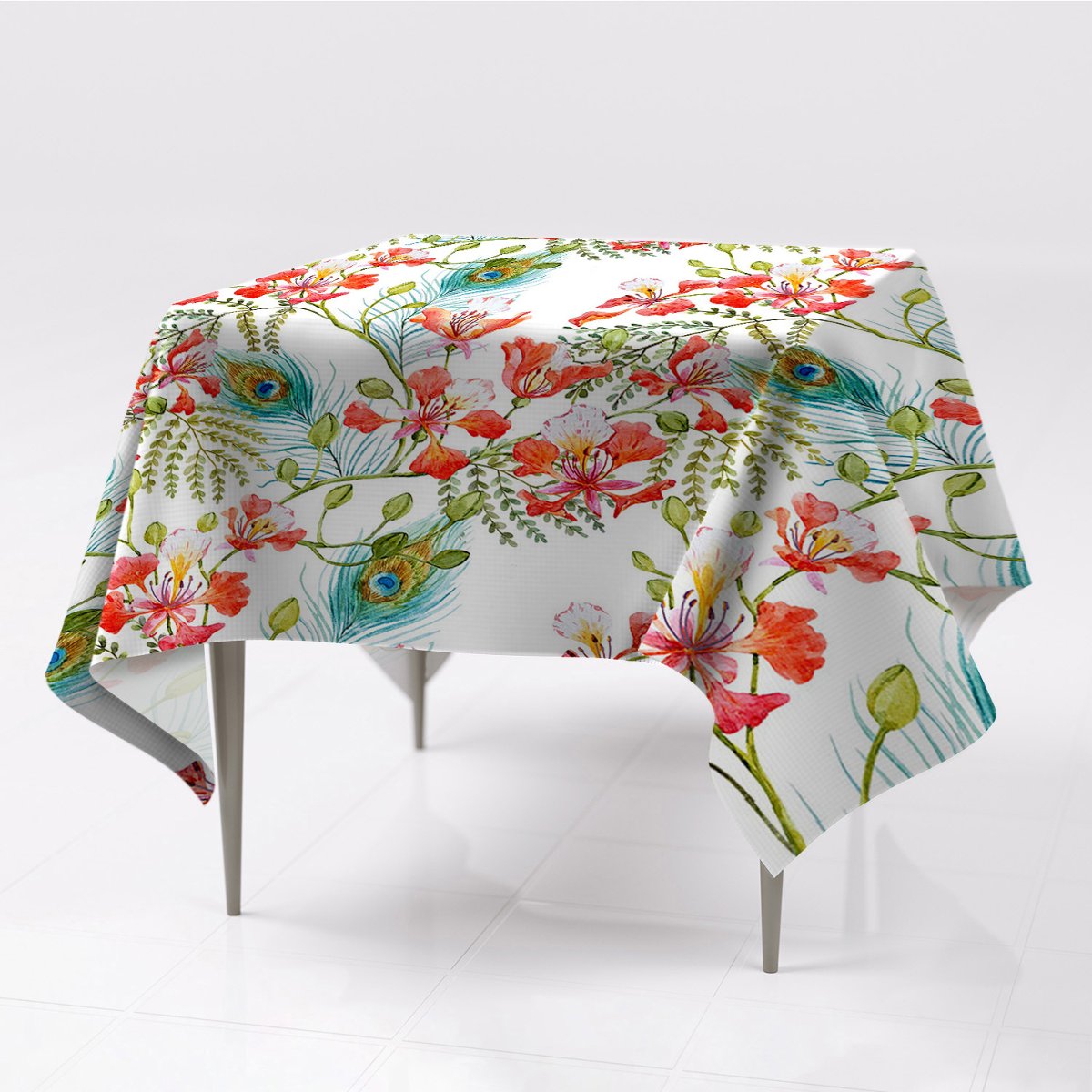 Nowoczesny gładki obrus kolory Pawie pióra 150x150, Fabricsy