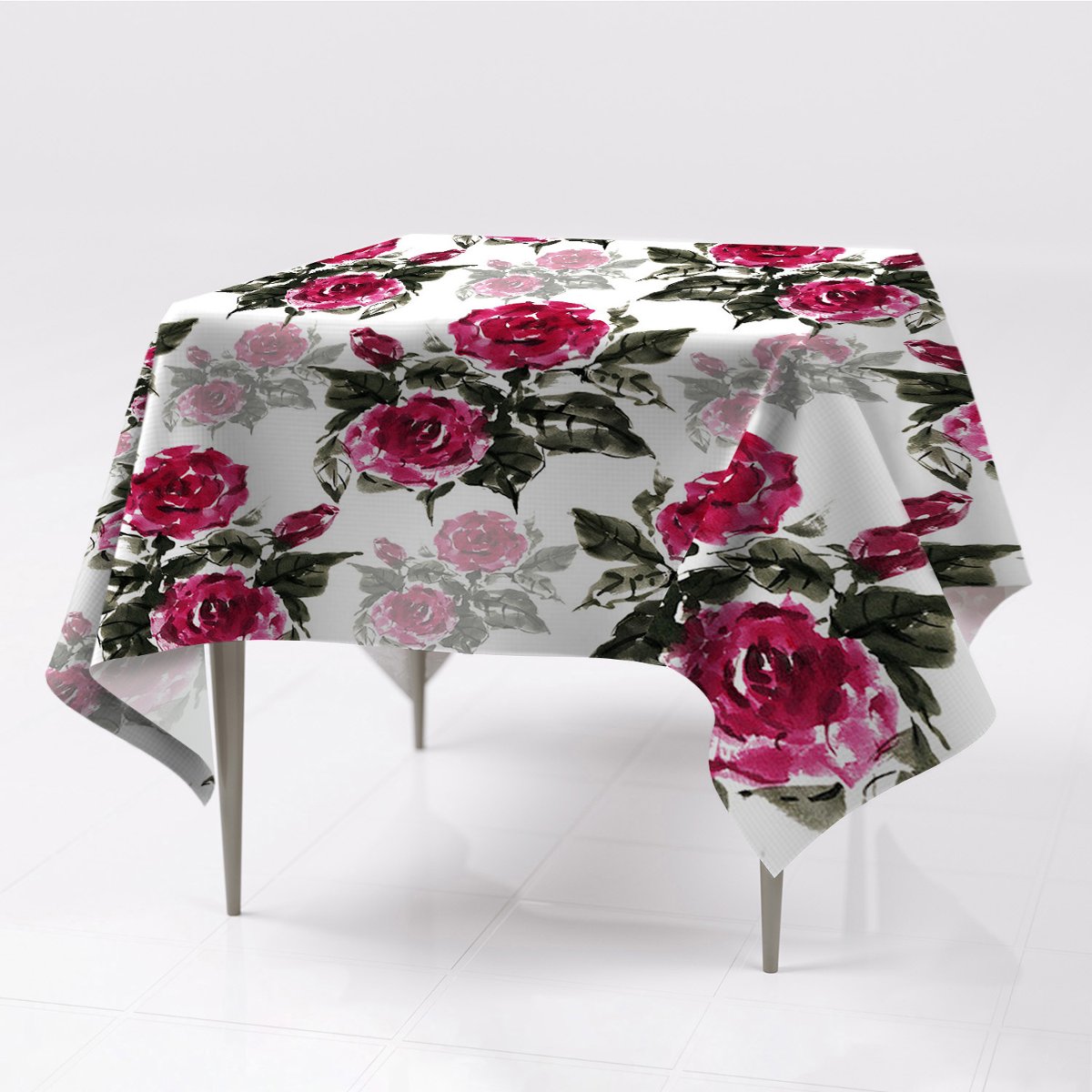 Gładki obrus kolory do domu Malowane róże 150x150, Fabricsy