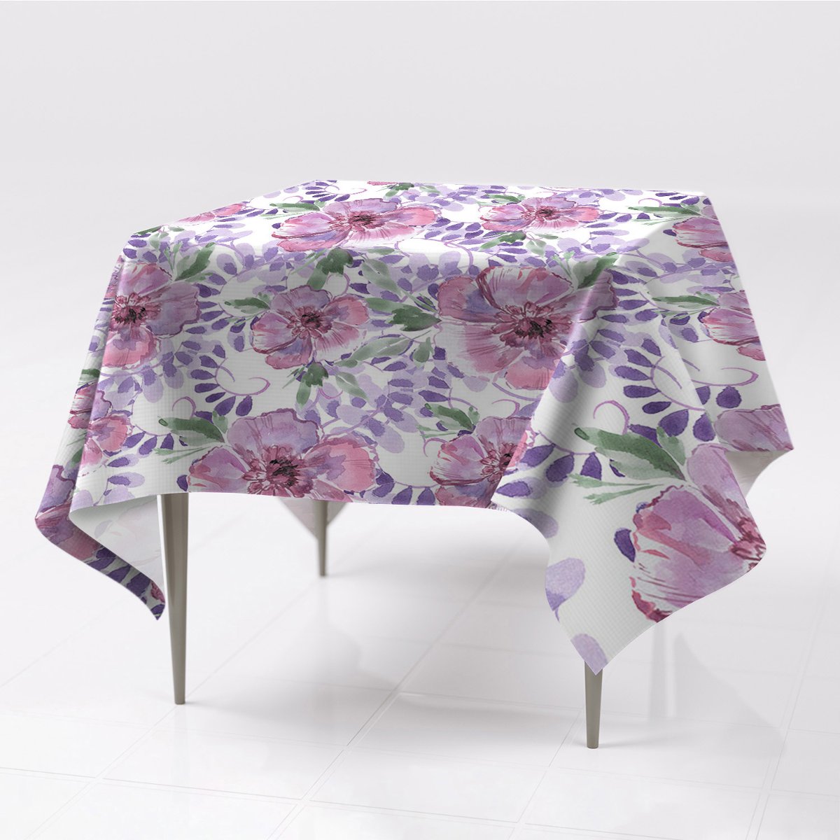 Kolorowe obrusy gładkie 150x150 Fioletowe kwiaty, Fabricsy, 150x150 cm