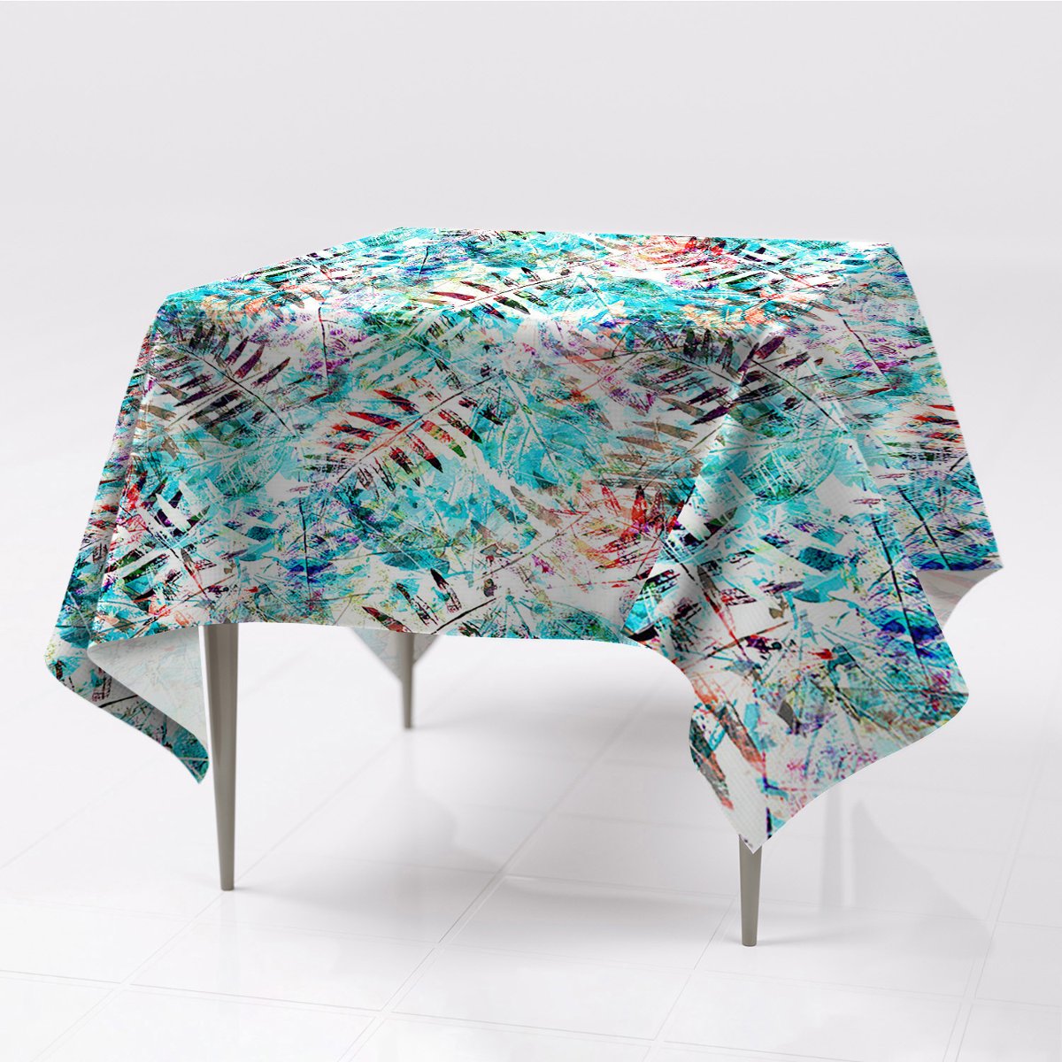 Do ogrodu gładki obrus na stół Odciski liści eko, Fabricsy, 150x150 cm
