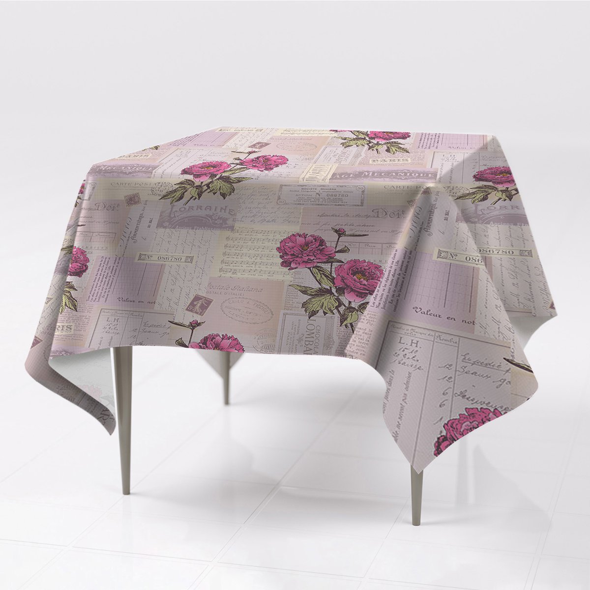 Tkanina obrusy na stół Papier i peonie dekoracja, Fabricsy, 150x150 cm