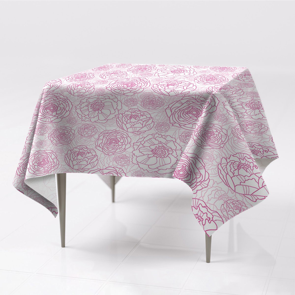 Do pokoju obrusy na stół Różowe kwiaty dekoracja, Fabricsy, 150x150 cm