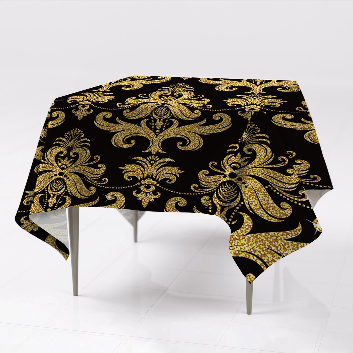 Kolorowe obrusy na stół do wnętrz Złoty ornament, Fabricsy