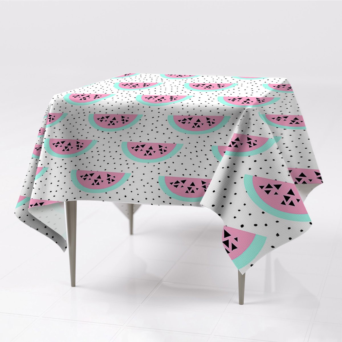 Gładki obrus nowoczesny Arbuzy i kropki ze wzorem, Fabricsy, 150x150 cm