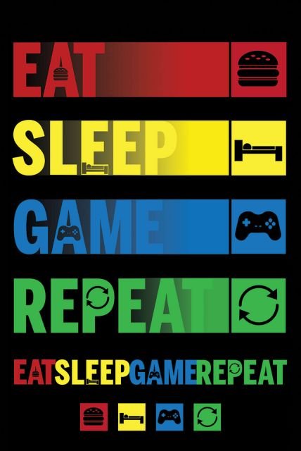 Eat Sleep Game Repeat - plakat 61x91,5 cm