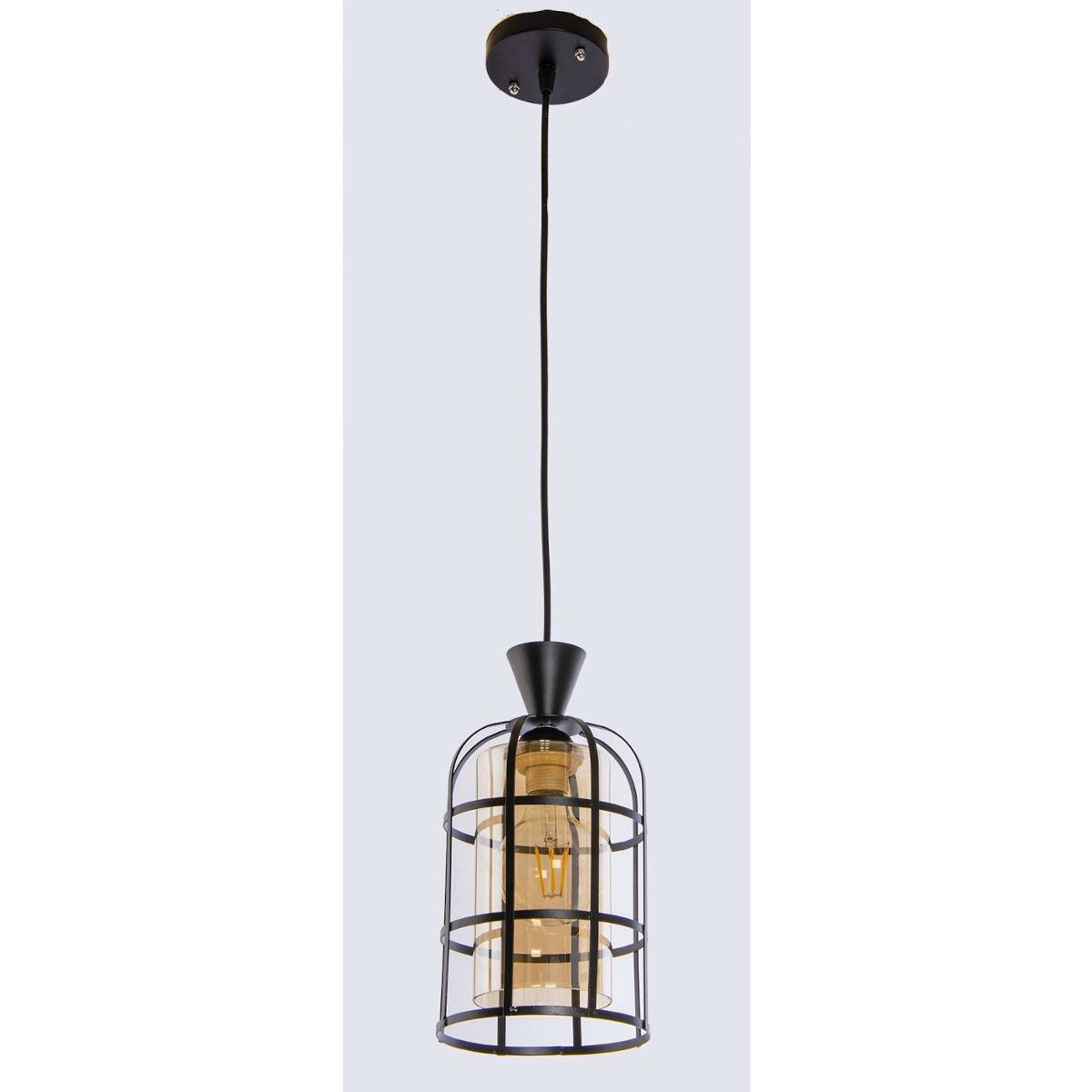 VEN Druciana LAMPA wisząca VEN W-5007/1 BK metalowa OPRAWA industrialna ZWIS loftowy czarny miodowy