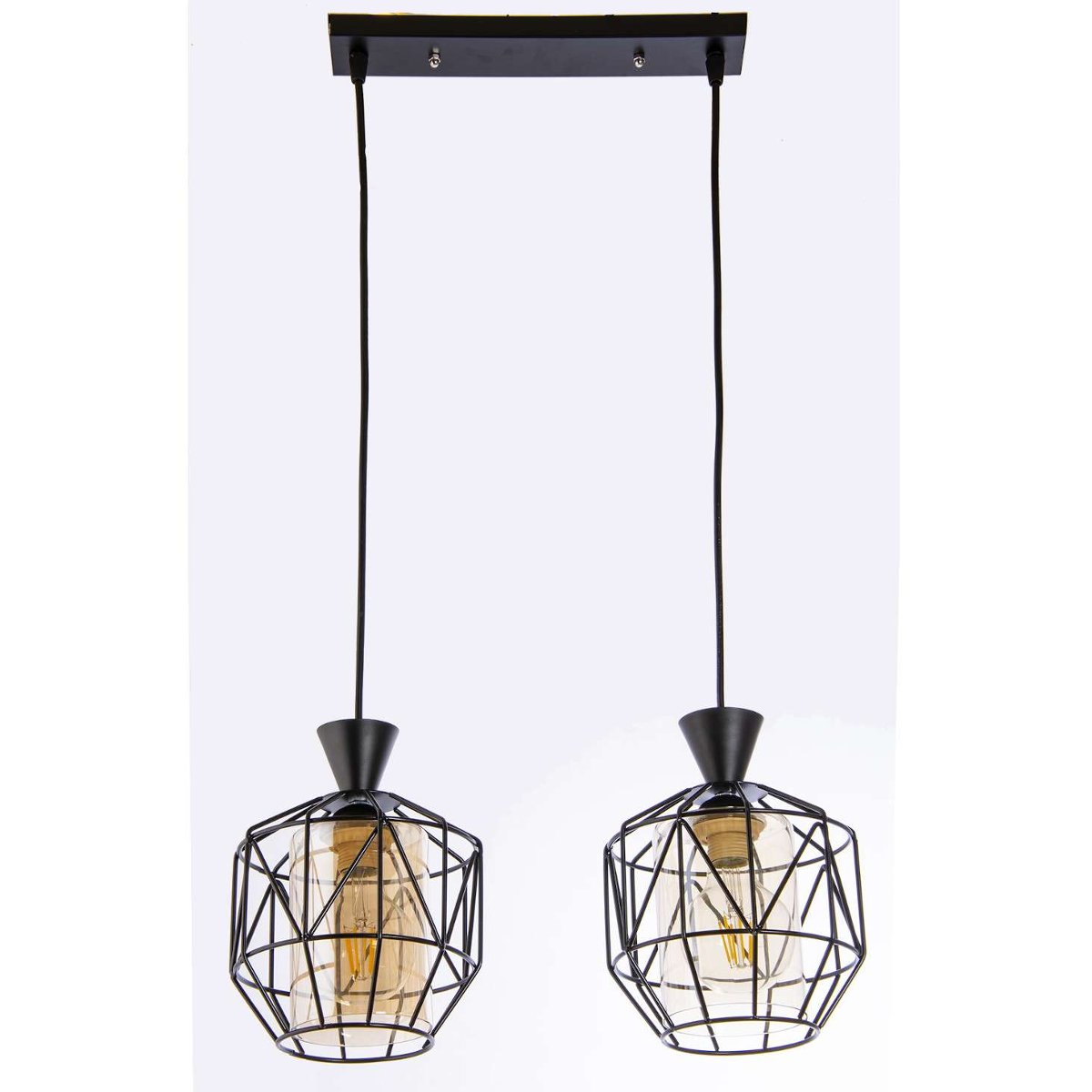 VEN Wisząca LAMPA geometryczna VEN W-5291/2 BK druciana OPRAWA loftowa ZWIS industrialny metalowy czarny miodowy