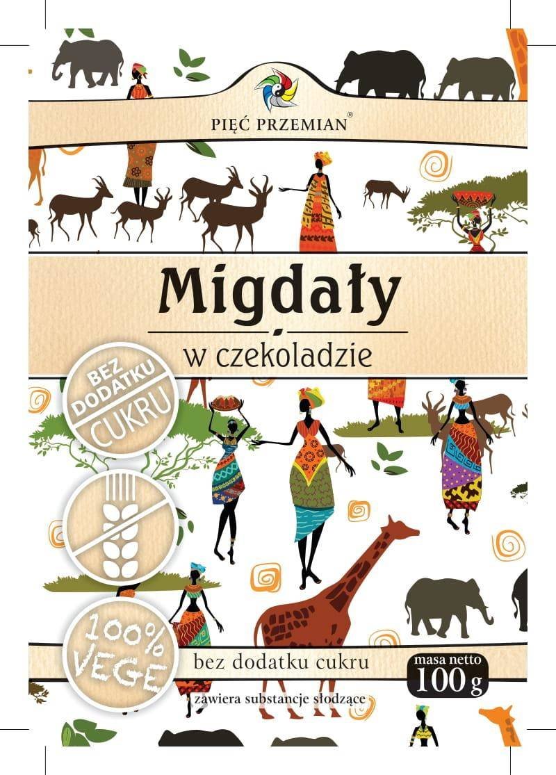 Pięć Przemian Migdały w Czekoladzie bez dodatku cukru bezglutenowe 100g -