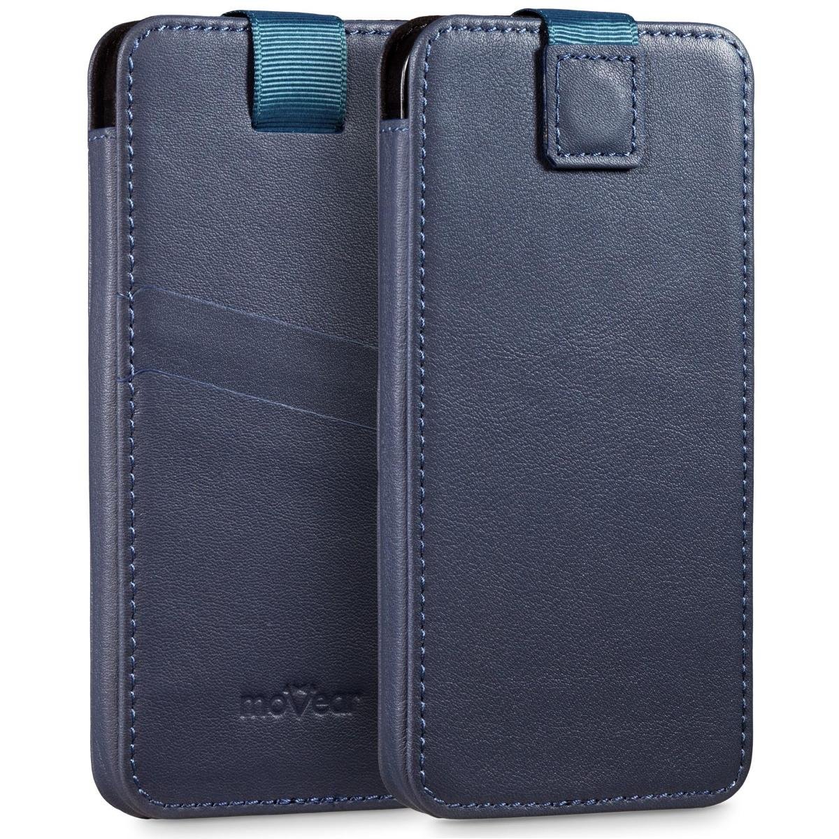 moVear pocketCase C+ skórzana wsuwka do Smartfon rozmiar L (ok 162 x 80 x 9mm) | Skóra naturalna nappa (Granatowa)