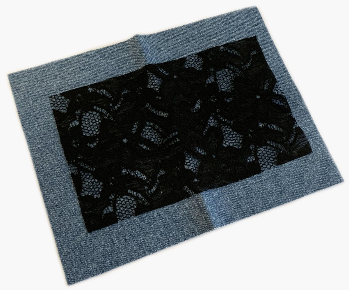 Import Łata Jeans z koronką 599 Nero 9D86-8415E