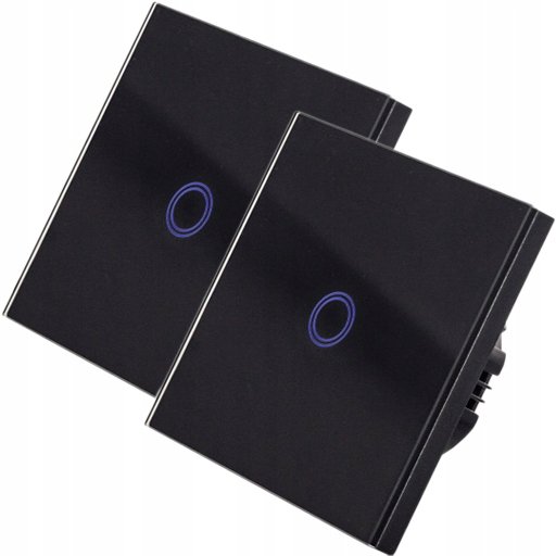 2x Dotykowy szklany włącznik światła LED SCHODOWY KRZYŻOWY CZARNY