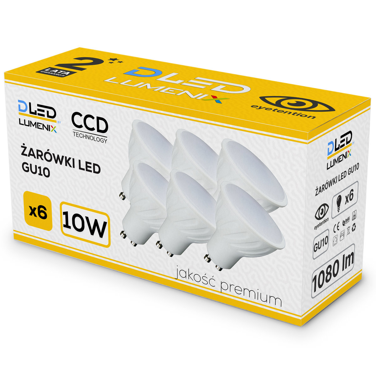 6x Żarówka LED GU10 1080lm 10W CCD ZIMNA