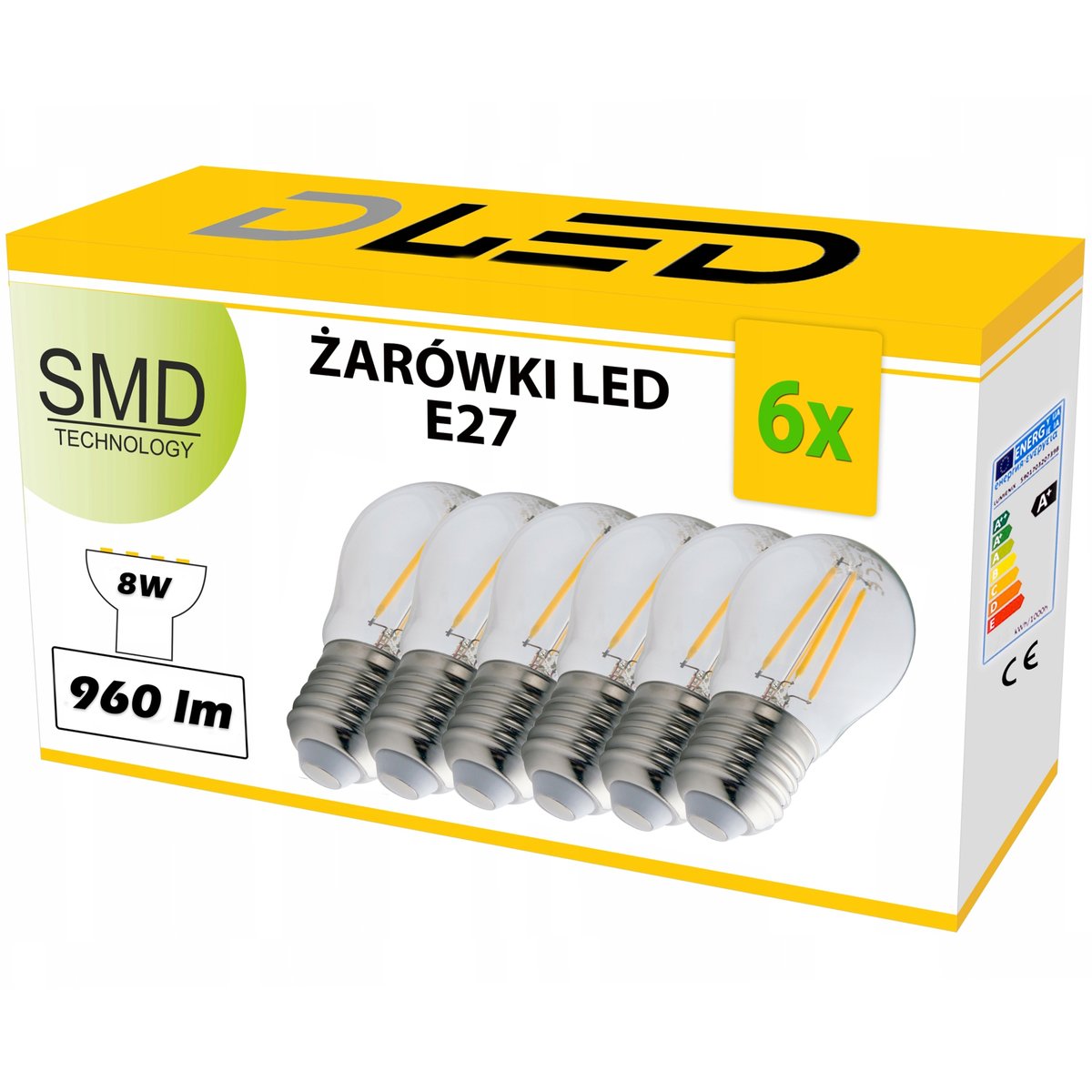 6x Żarówka E27 LED FILAMENT 8W NEUTRALNA Edison