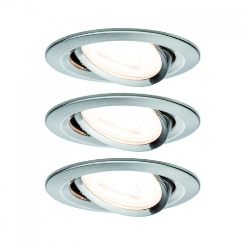 Paulmann Zestaw Oprawa wbudowana Nova ruchoma LED 3x6,5W 2700K 230V GU10 51mm Żelazo Szczotkowane/Aluminium PL93429