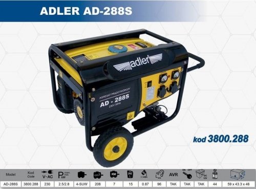 Zdjęcia - Agregat prądotwórczy Adler GENERATOR PRĄDOTWÓRCZY 2,8KW / AD-288S 