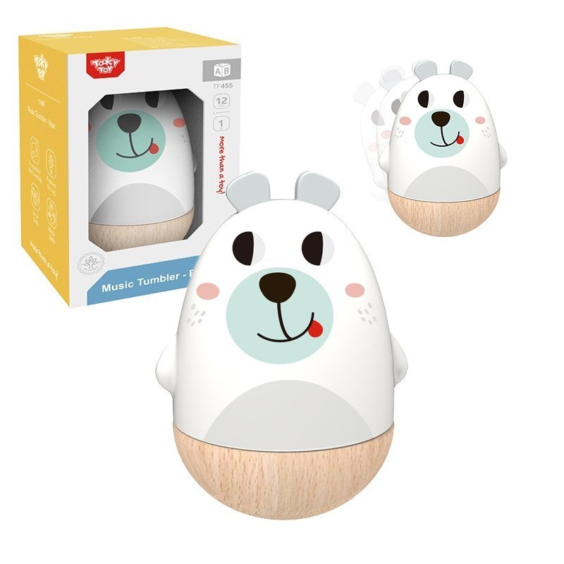 Tooky Toy Lumarko Drewniana Grzechotka Zabawka Muzyczna Figurka Miś Dla Dzieci! TF455 Lek