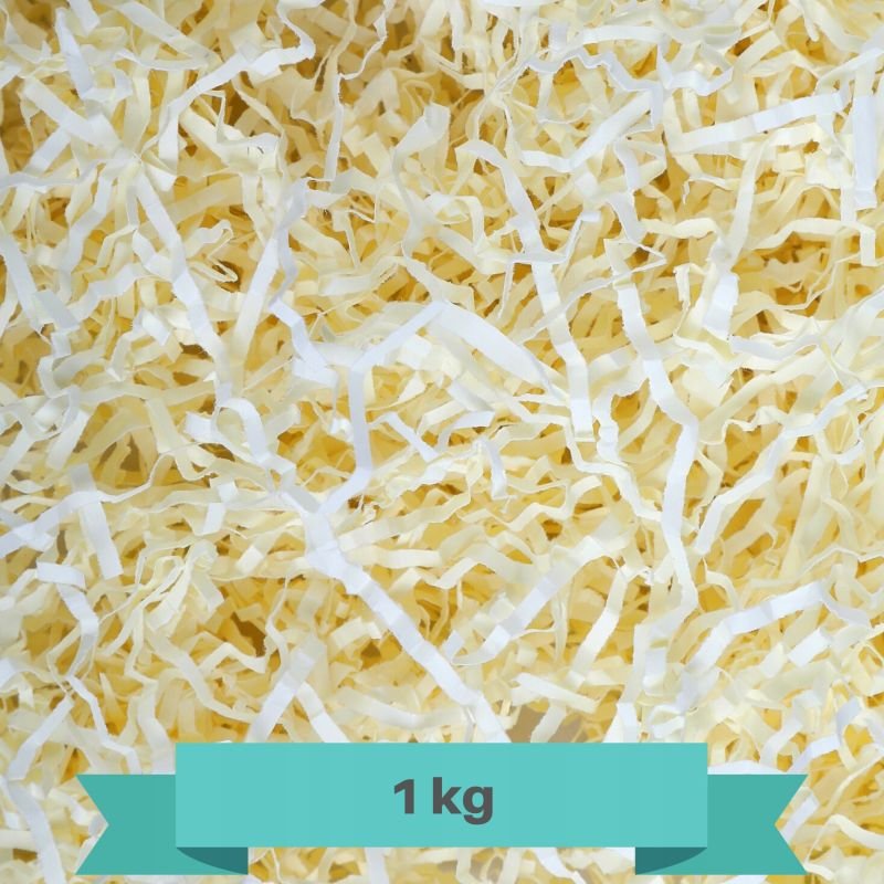Creative Deco papier cięty pakowy, wypełniacz papierowy, 1000g, kremowy