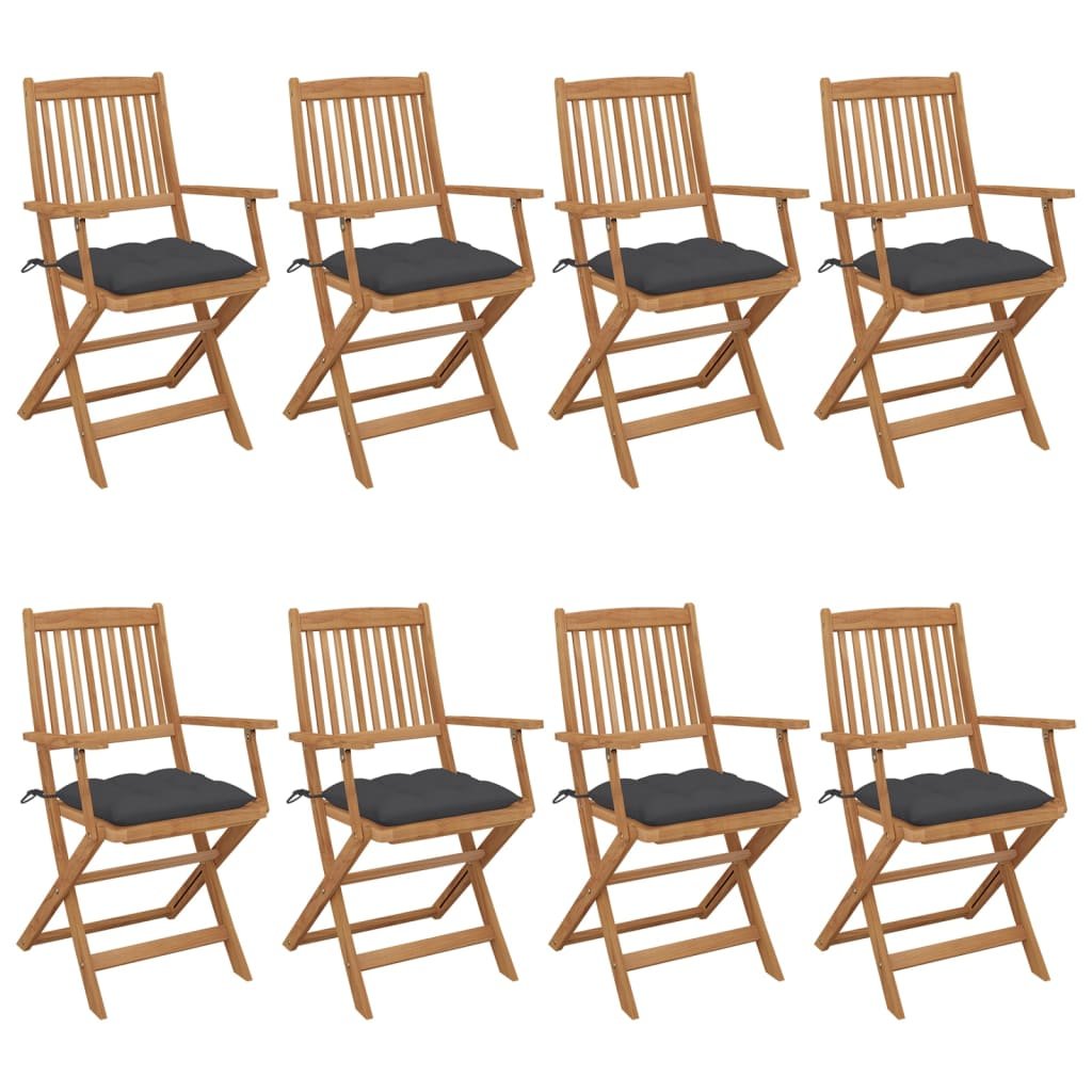 vidaXL Składane krzesła ogrodowe z poduszkami 8 szt. drewno akacjowe 3074982