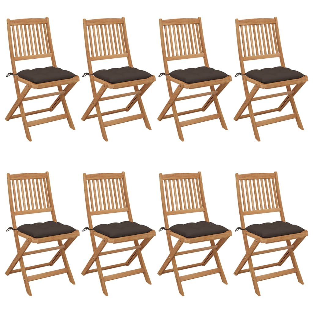 vidaXL Lumarko Składane krzesła ogrodowe z poduszkami, 8 szt., drewno akacjowe! 3075044