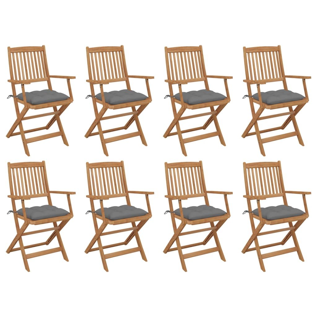 vidaXL Lumarko Składane krzesła ogrodowe z poduszkami, 8 szt., drewno akacjowe! 3075101