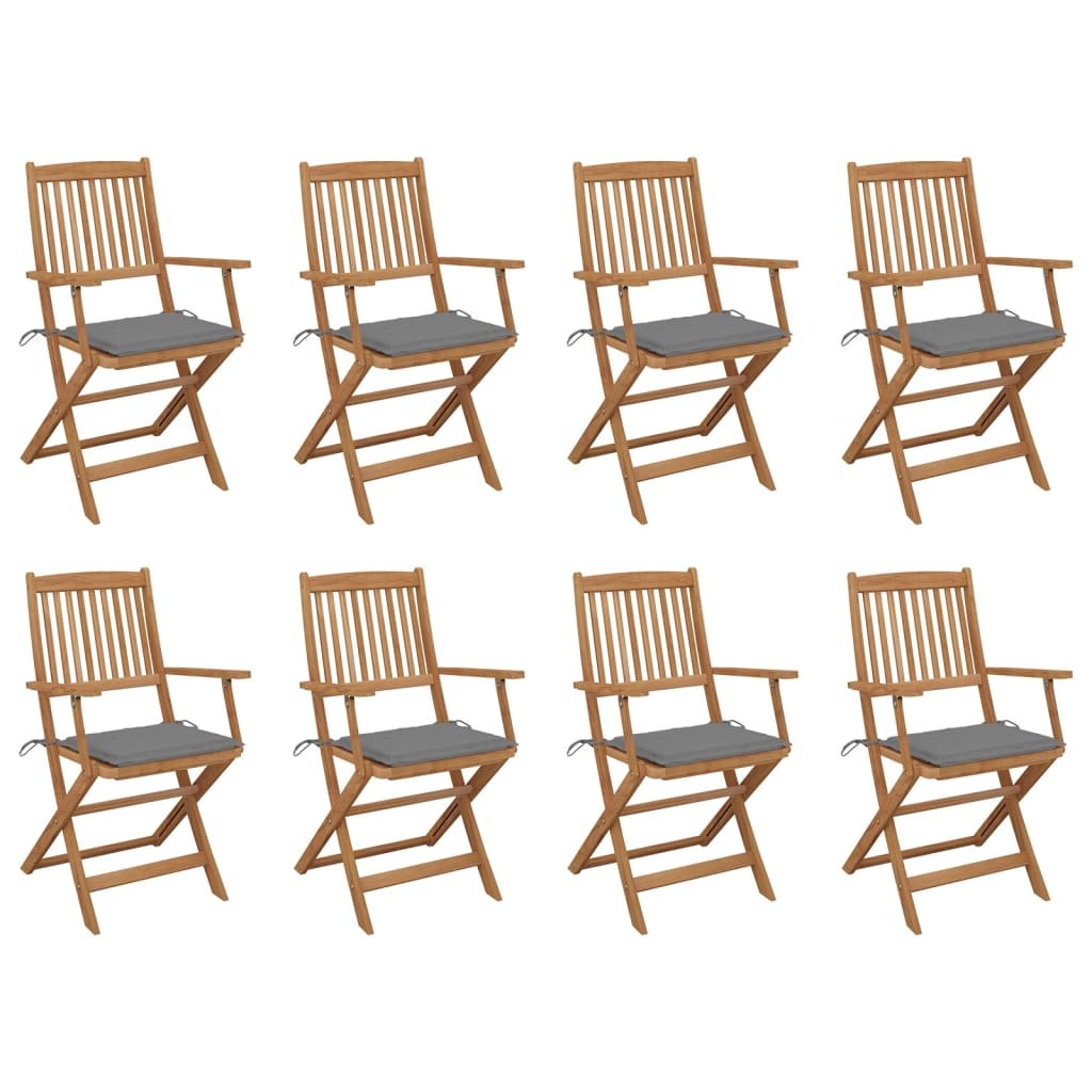 vidaXL Składane krzesła ogrodowe z poduszkami, 8 szt., drewno akacjowe! 3075086