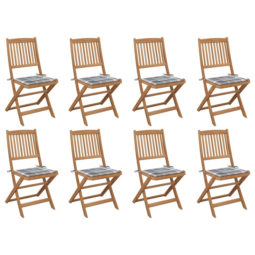 vidaXL Składane krzesła ogrodowe z poduszkami, 8 szt., drewno akacjowe! 3075127
