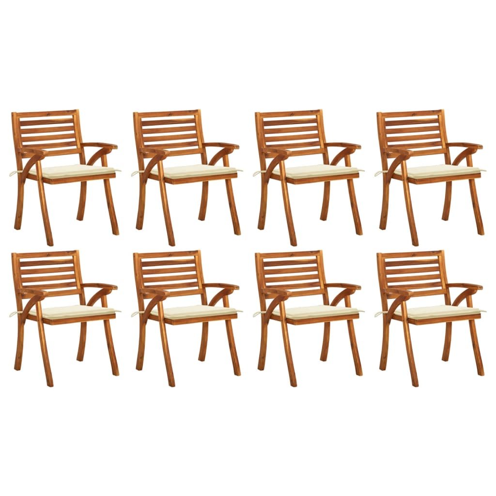 vidaXL Lumarko Krzesła ogrodowe z poduszkami, 8 szt., lite drewno akacjowe! 3075203