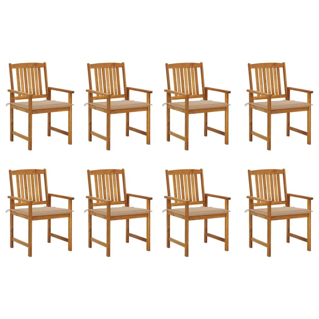 vidaXL Krzesła ogrodowe z poduszkami, 8 szt., lite drewno akacjowe! 3078169