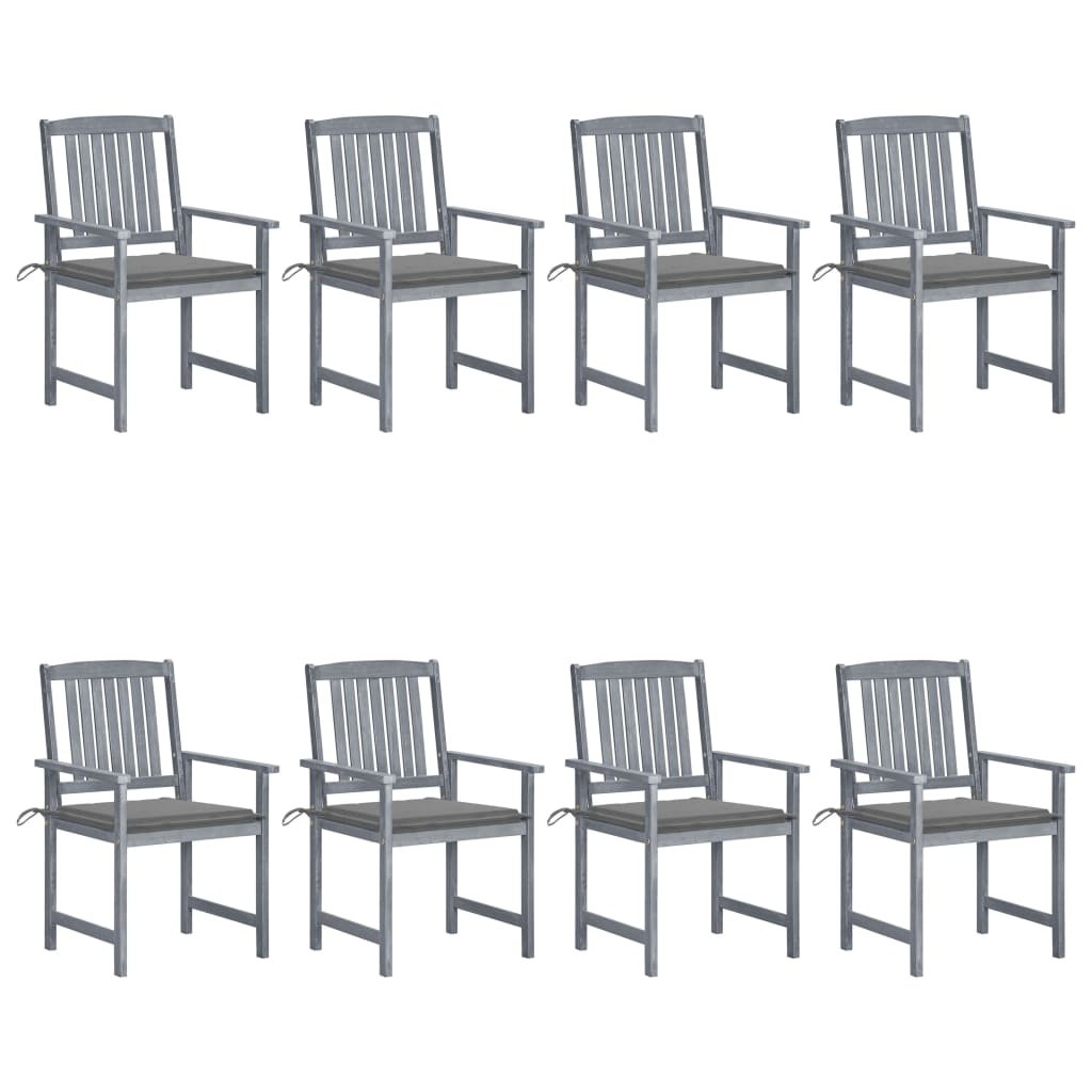 vidaXL Krzesła ogrodowe, poduszki, 8 szt., lite drewno akacjowe, szare! 3078223