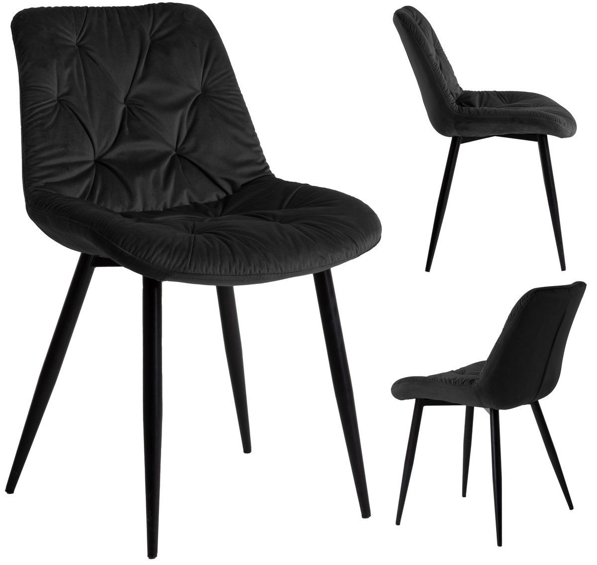 ExitoDesign Krzesło tapicerowane MALMO velvet czarny