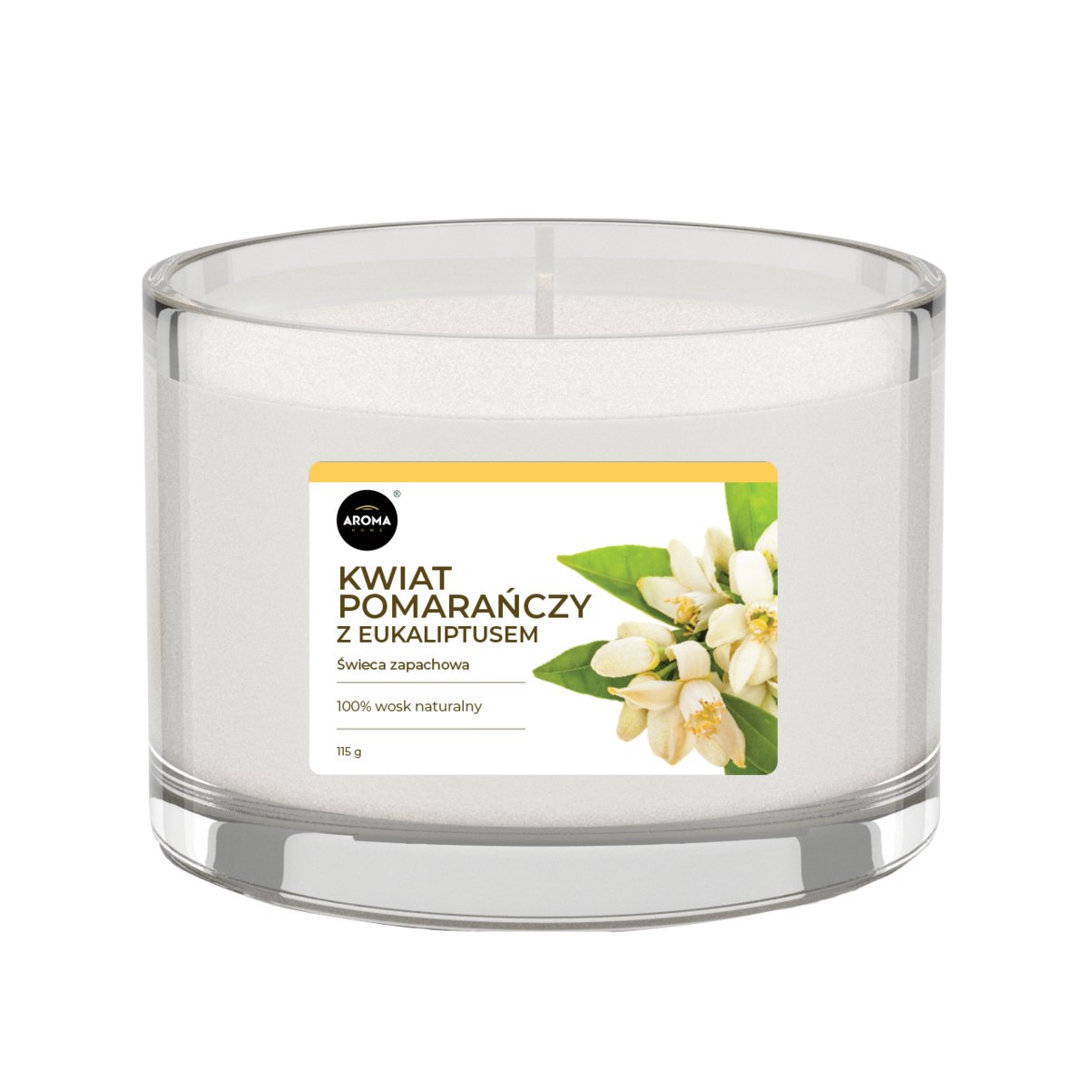 Aroma Home Basic, świeca zapachowa, Kwiat pomarańczy z eukaliptusem, 115 g