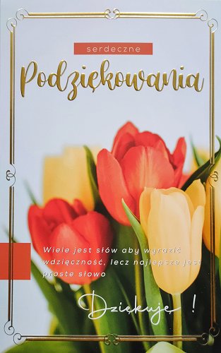 Kartka na Podziękowania z mottem bez życzeń 2K63