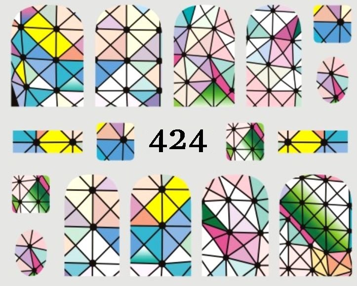 Naklejki wodne na paznokcie WITRAŻ - 424