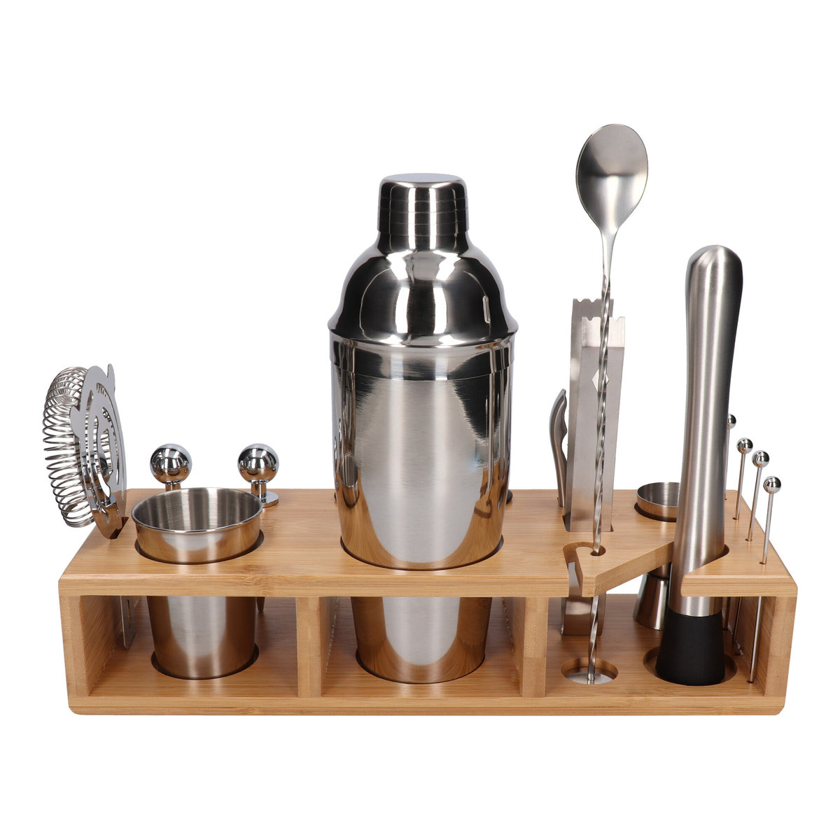 Zestaw barmański 20 el z podstawką srebrny shaker Cobbler