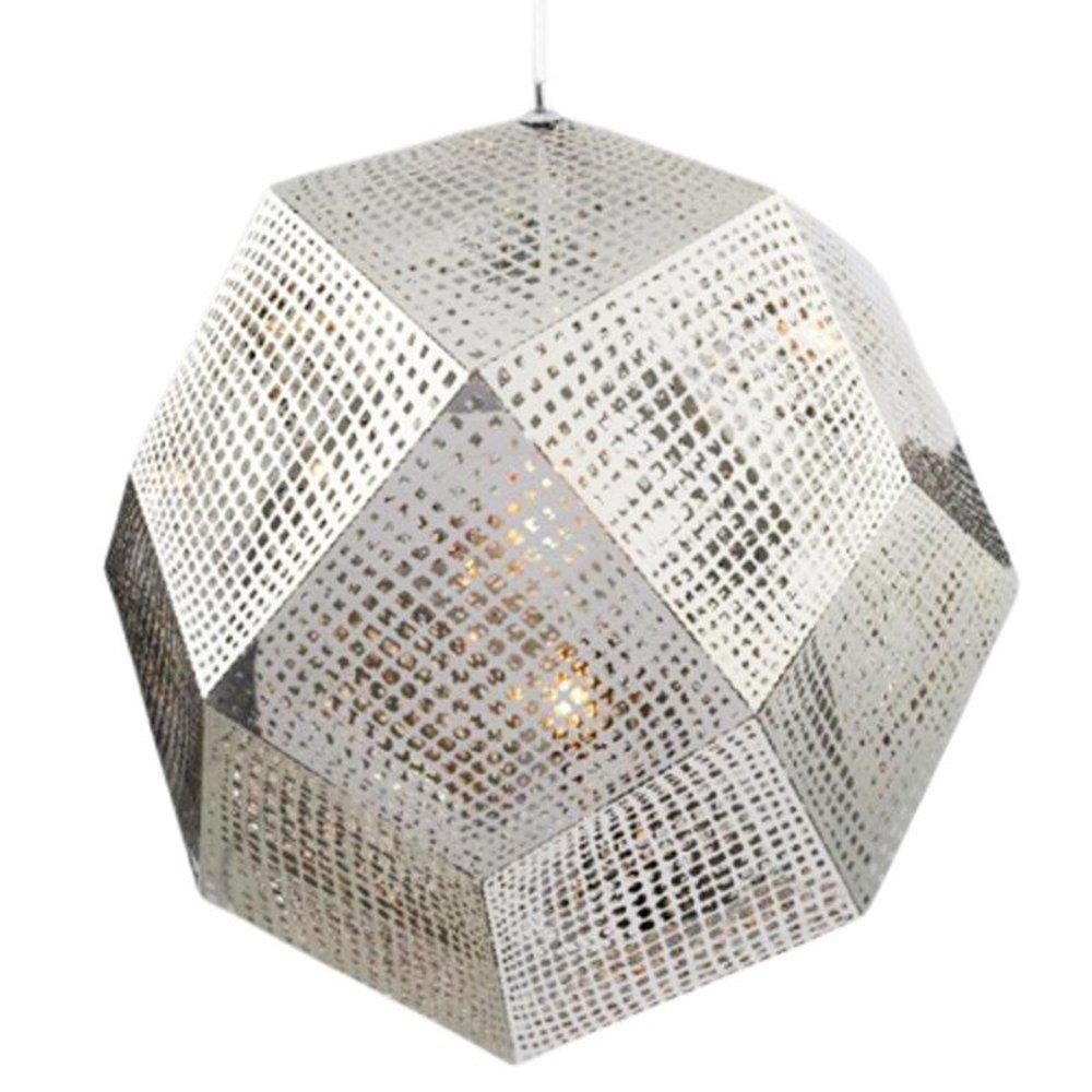 KKS Futurystyczna LAMPA wisząca KKST-5001 L SILVER metalowa OPRAWA zwis geometryczny siatka srebrna