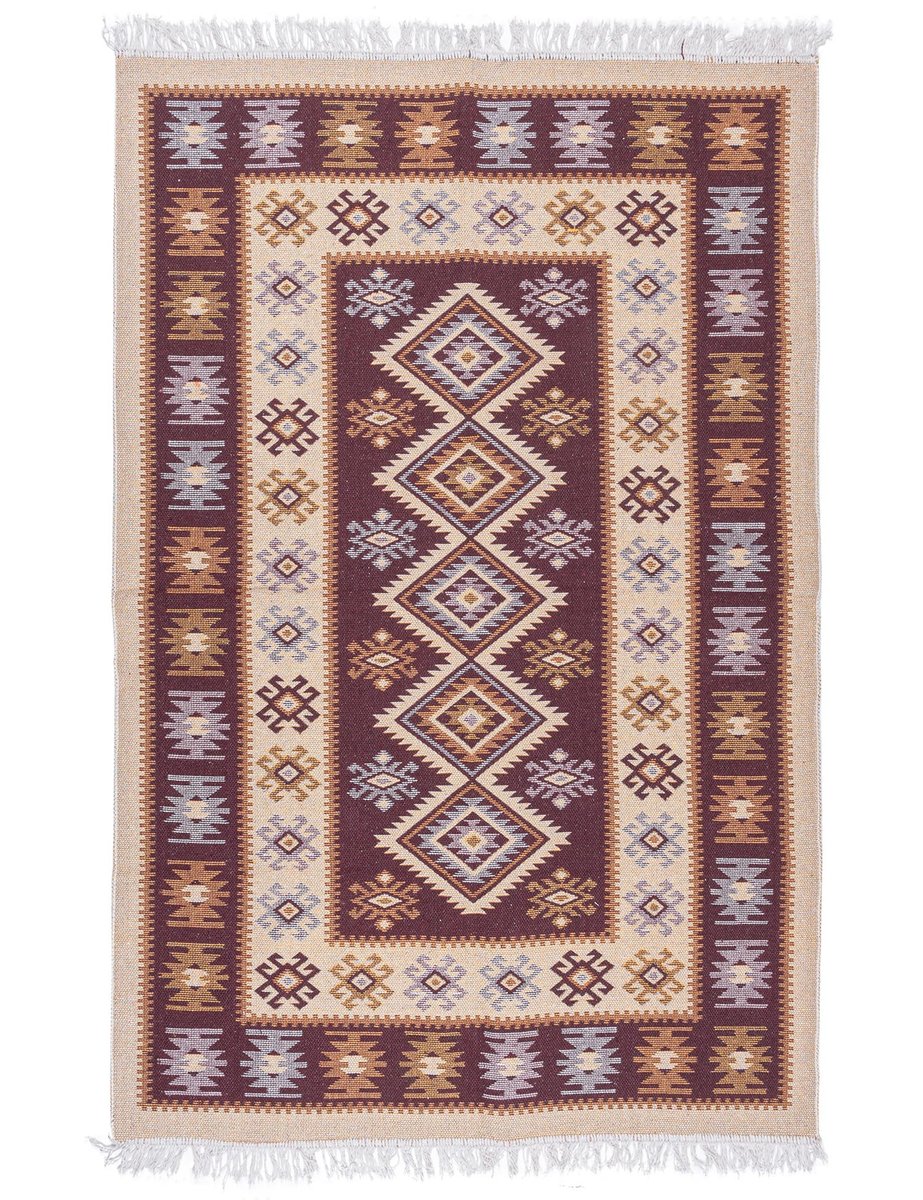 Dywan Kilim 120 x 180 cm śliwka romby