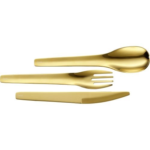 zestaw sztućców w etui, 3 el., 18 cm, złote kod: LU-00240874 + Sprawdź na SuperWnetrze.pl