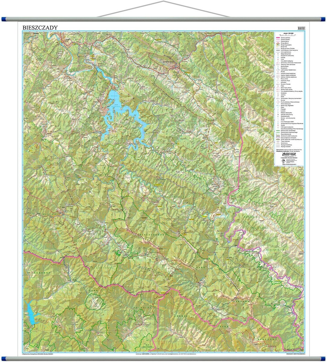 Bieszczady mapa ścienna 1:50 000, Eko-Graf