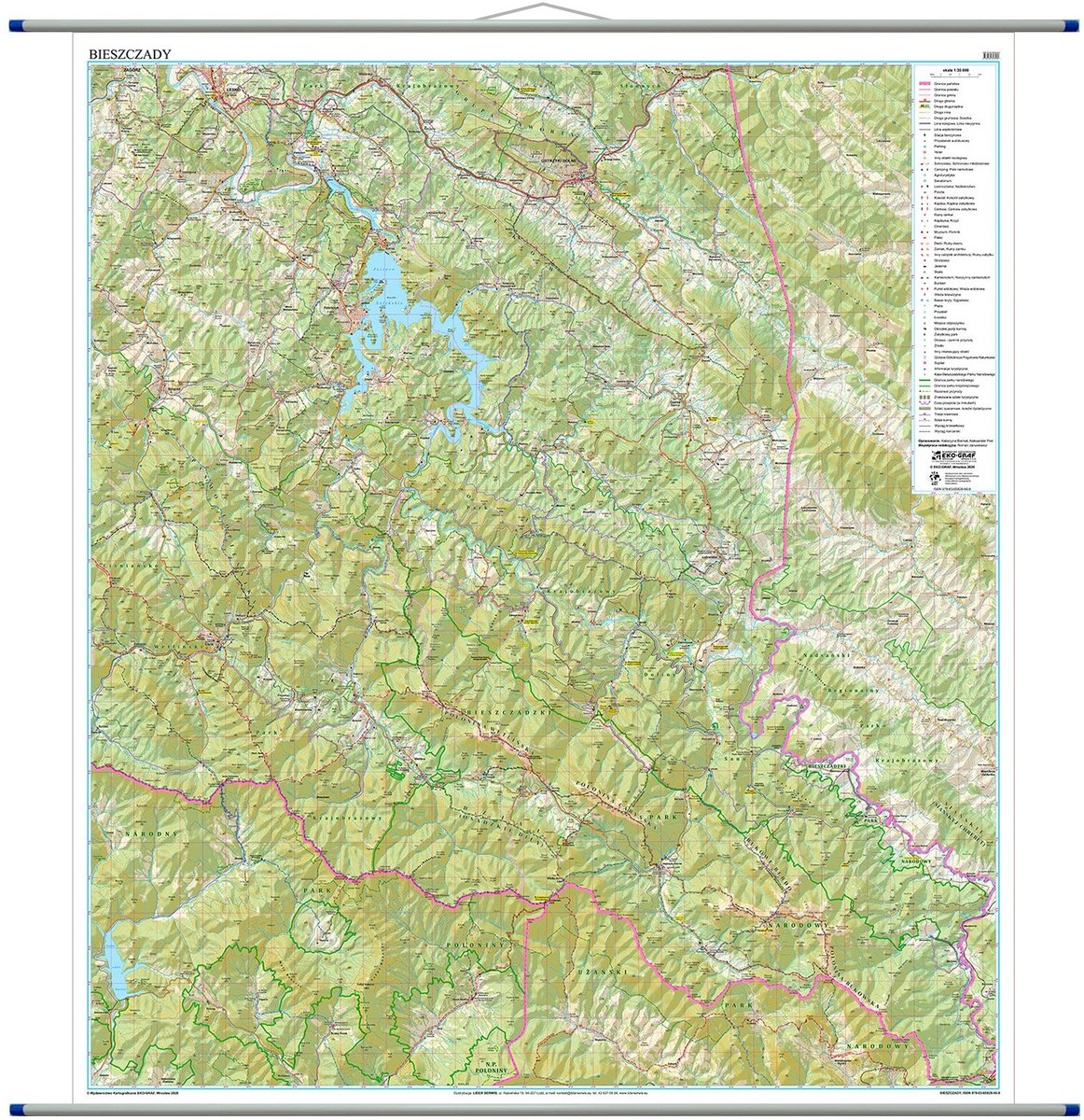 Bieszczady mapa ścienna 1:35 000, Eko-Graf