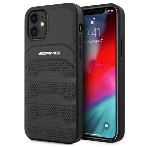 AMG Etui AMG Leather Debossed Lines do iPhone 12 mini czarne AMG00001