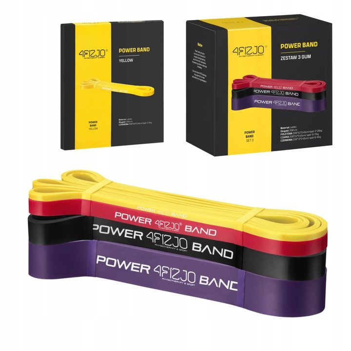 POWER BAND Zestaw 4 Gum Taśm Fitness Do Ćwiczeń