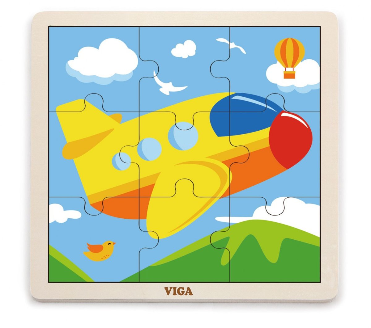 VIGA 51447 Puzzle na podkładce 9 elementów - samolot